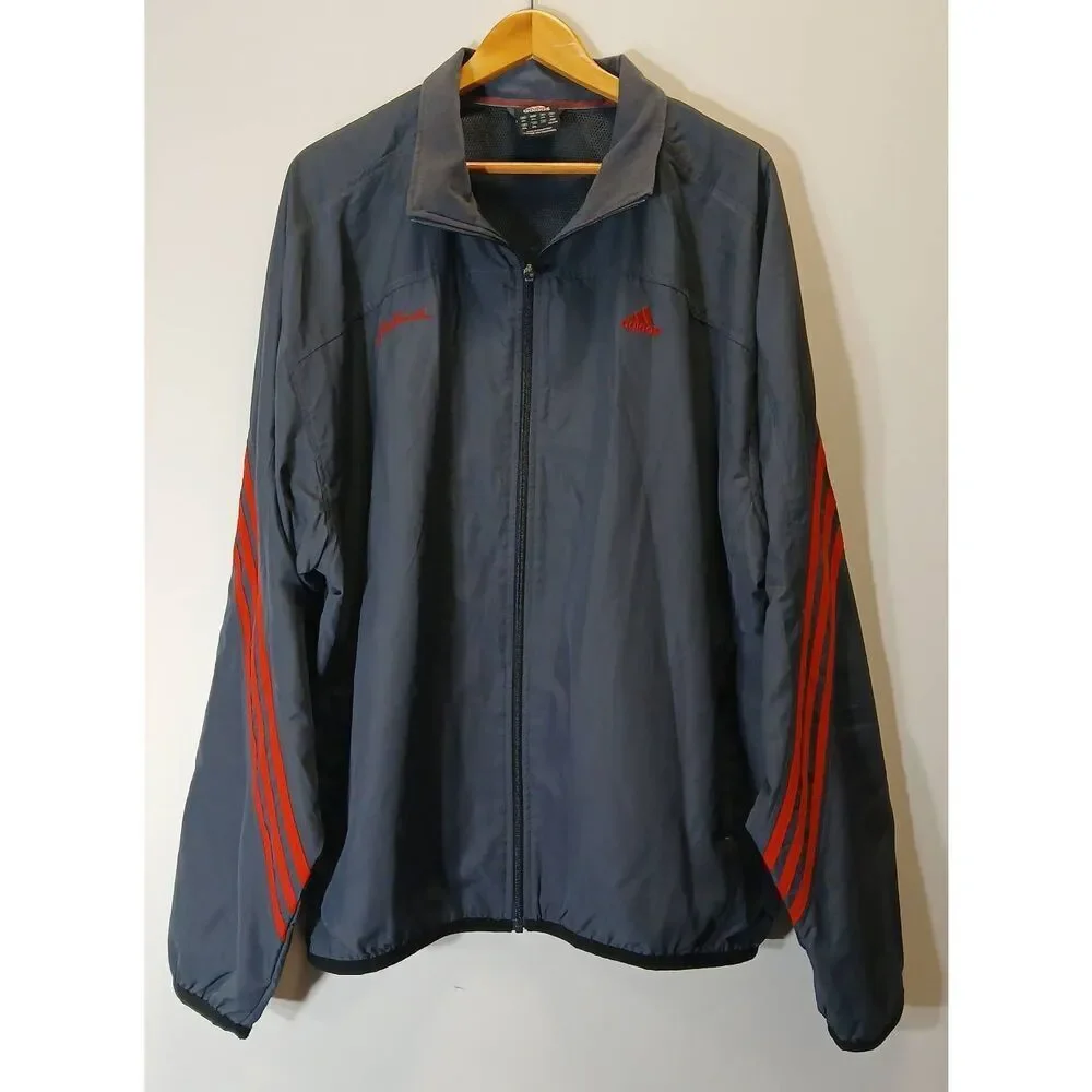 Adidas Boston marathon vintage mens 2xl windbreaker running jacket gray red